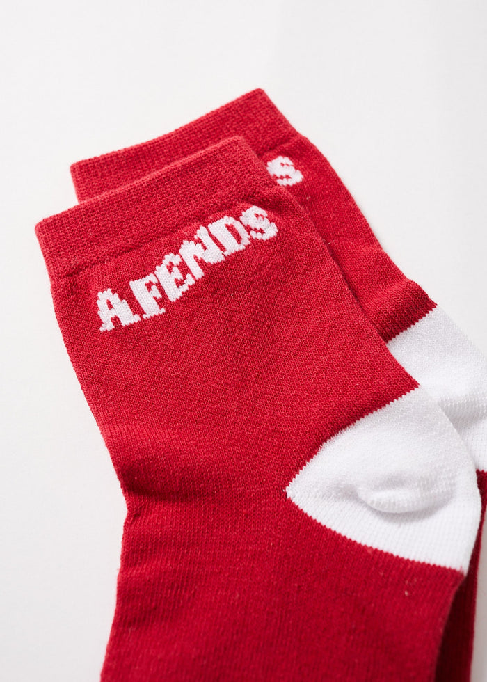 Afends Unisex Connect - Hemp Crew Socks - Deep Red - Streetwear - Sustainable Fashion