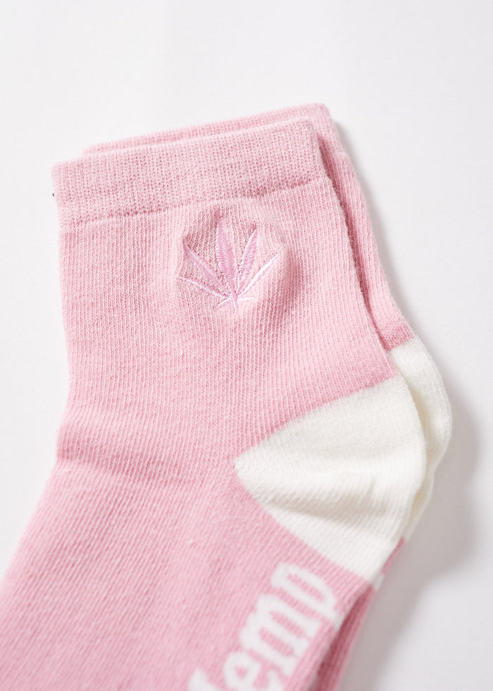Afends Unisex Happy Hemp - Ankle Socks One Pack - Smokey Pink - Streetwear - Sustainable Fashion