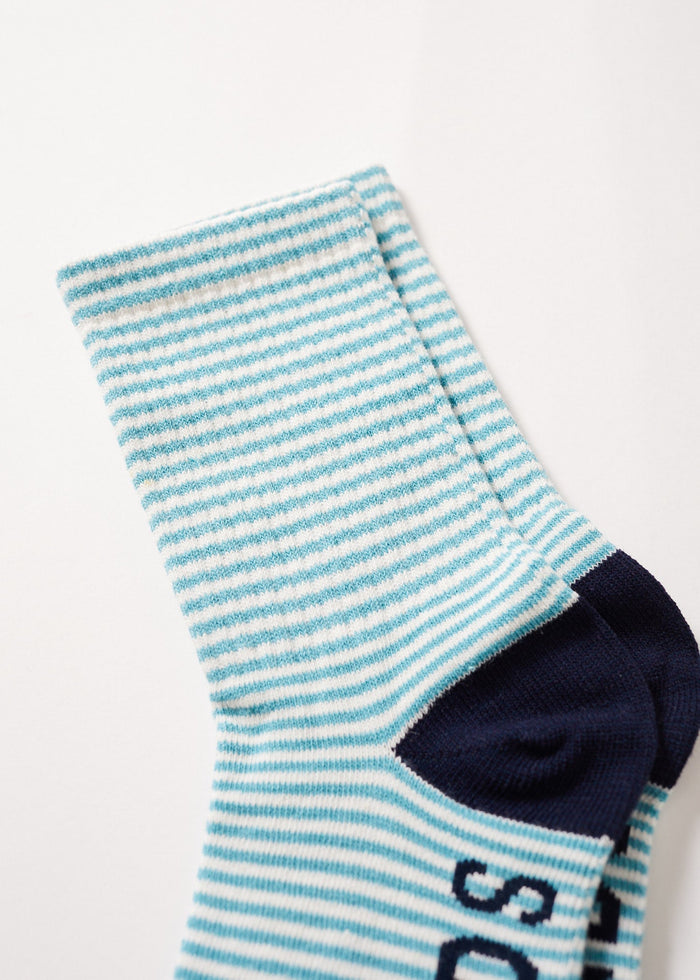 Afends Unisex Saxe - Hemp Stripe Crew Socks - Marine - Streetwear - Sustainable Fashion