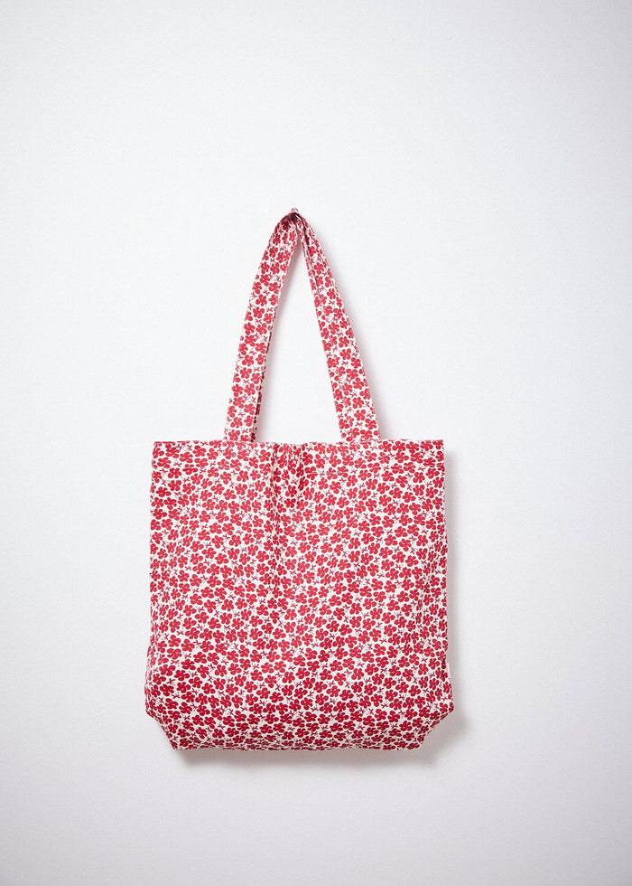 Afends Unisex Madeline - Hemp Canvas Floral Tote Bag  - Red - Streetwear - Sustainable Fashion