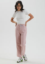 Afends Womens Shelby - Hemp Washed Denim Wide Leg Jeans - Vintage Pink - Afends womens shelby   hemp washed denim wide leg jeans   vintage pink   streetwear   sustainable fashion