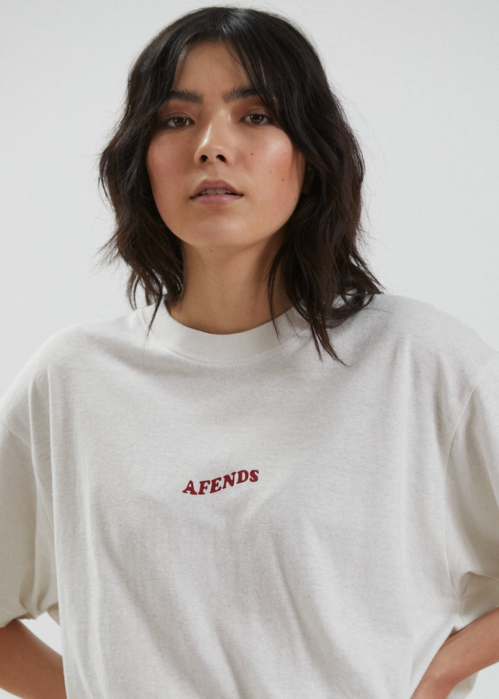Afends Womens Grow Some - Hemp Oversized T-Shirt - Off White - Streetwear - Sustainable Fashion