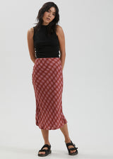Afends Womens Janey - Recycled Midi Skirt - Red - Afends womens janey   recycled midi skirt   red   streetwear   sustainable fashion