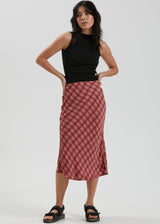 Afends Womens Janey - Recycled Midi Skirt - Red - Https://player.vimeo.com/external/588202177.hd.mp4?s=15cef8cb7b580d7f58cc0e8b0b702de6fc405710&profile_id=175