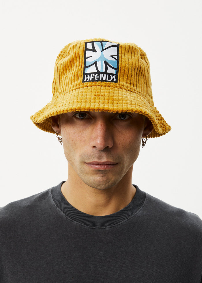 Afends Unisex Waterfall - Corduroy Bucket Hat - Mustard - Streetwear - Sustainable Fashion