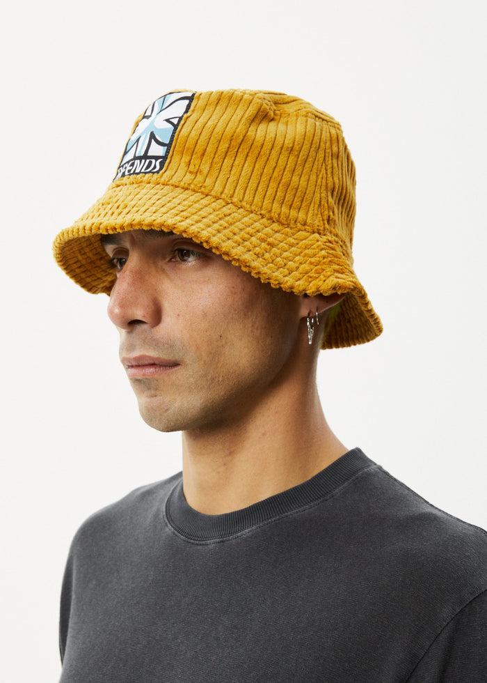 Afends Unisex Waterfall - Corduroy Bucket Hat - Mustard - Streetwear - Sustainable Fashion
