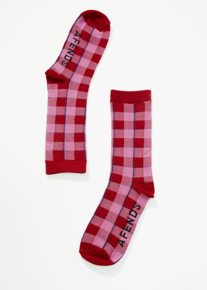 Afends Unisex Sunset - Crew Socks - Deep Red - Streetwear - Sustainable Fashion