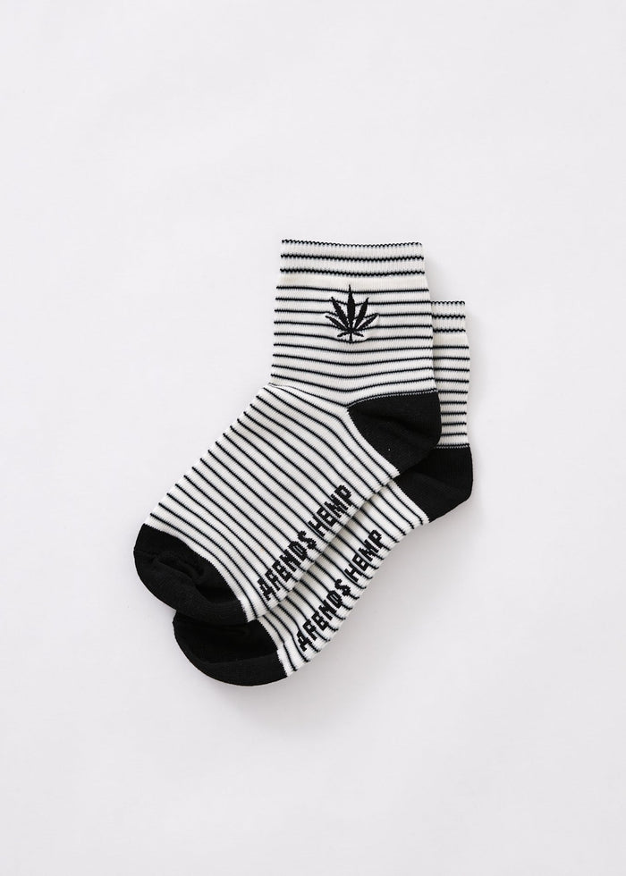 Afends Unisex Moby - Hemp Striped Crew Socks - Shadow - Streetwear - Sustainable Fashion