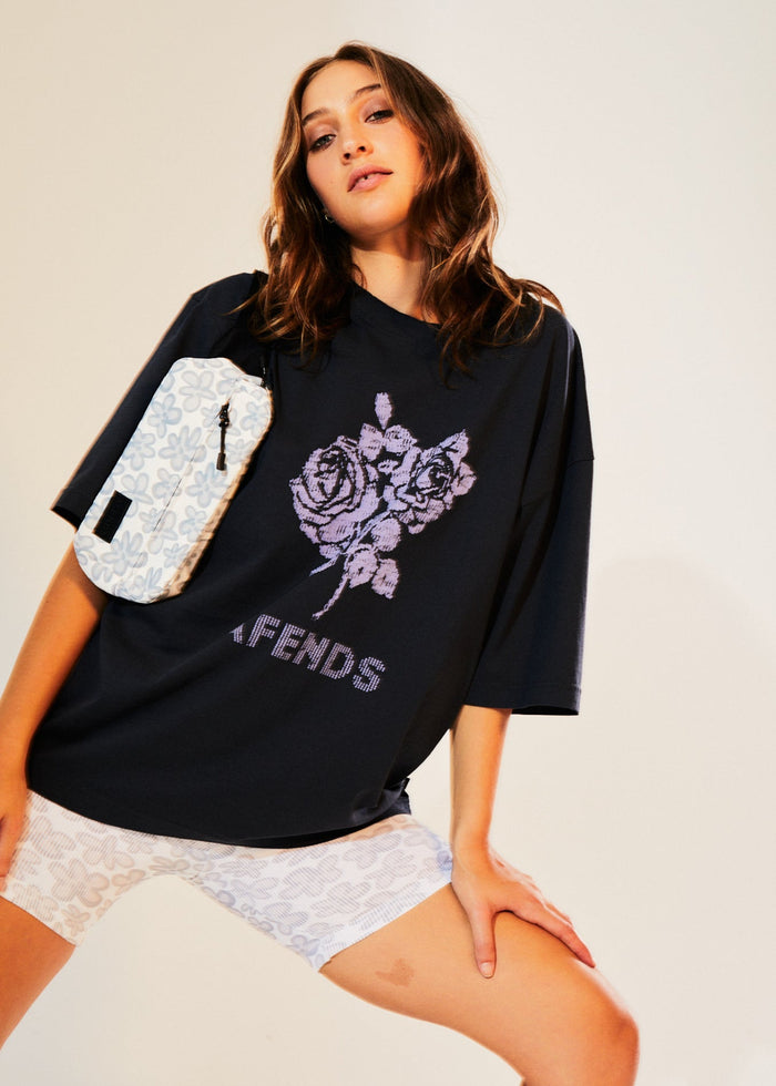 Afends Womens Solvie - Recycled Oversized Graphic T-Shirt - Charcoal - Streetwear - Sustainable Fashion