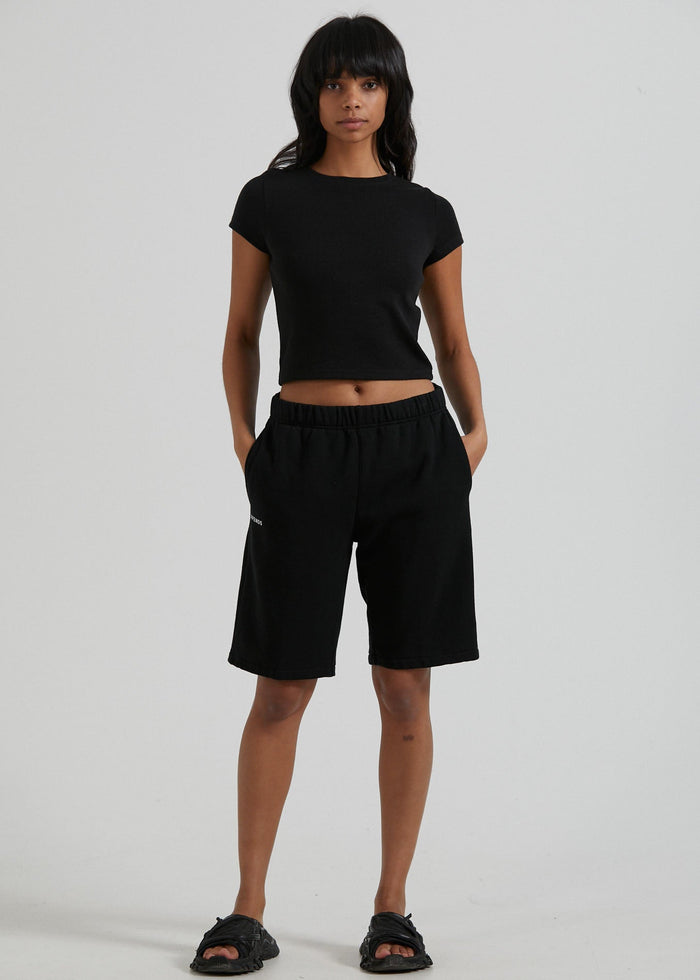 Afends Unisex Razor - Unisex Organic Sweat Shorts - Black - Streetwear - Sustainable Fashion