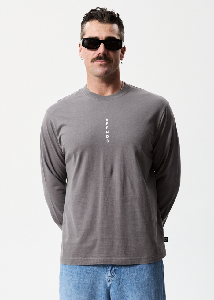 Afends Mens Luxury - Recycled Long Sleeve T-Shirt - Steel - Streetwear - Sustainable Fashion