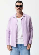 AFENDS Mens Critical - Cuban Long Sleeve Shirt - Orchid - Afends mens critical   cuban long sleeve shirt   orchid   streetwear   sustainable fashion