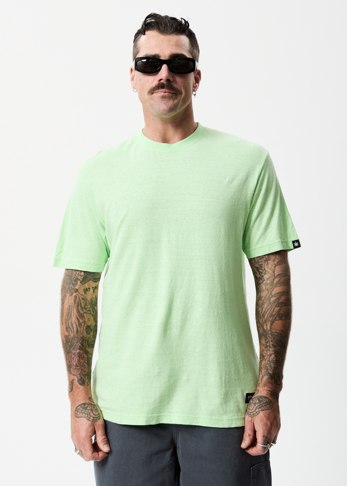Afends Mens Classic - Hemp Retro T-Shirt - Lime Green - Streetwear - Sustainable Fashion