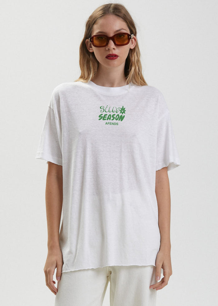 Afends Womens Silly Season - Womens Hemp T-Shirt - White - Streetwear - Sustainable Fashion