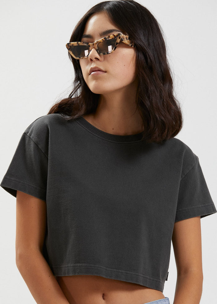 Afends Womens Dakota - Organic Boxy T-Shirt - Stone Black - Streetwear - Sustainable Fashion