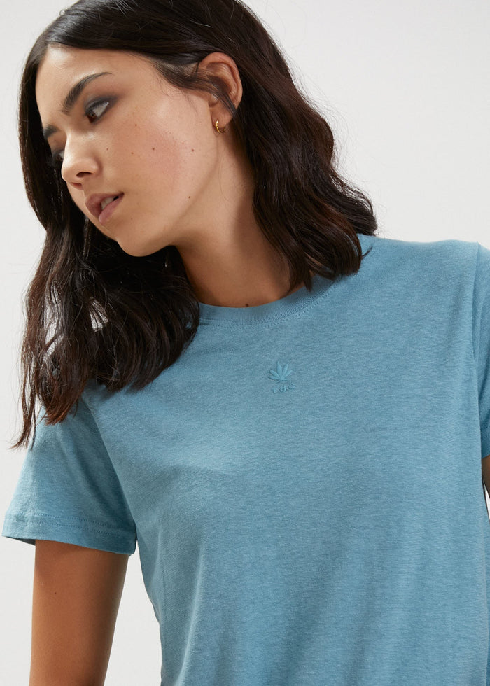 Afends Womens Azure - Hemp Standard Fit T-Shirt - Marine - Streetwear - Sustainable Fashion