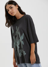 Afends Womens Connect - Hemp Oversized Graphic T-Shirt - Stone Black - Afends womens connect   hemp oversized graphic t shirt   stone black   streetwear   sustainable fashion