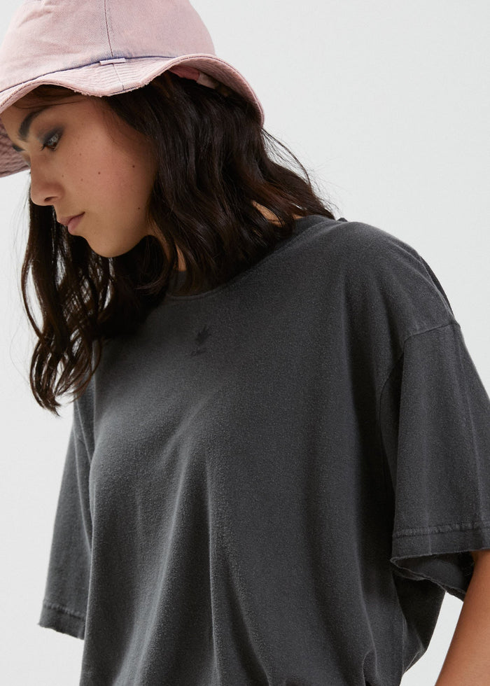 Afends Womens Saxe - Hemp Oversized T-Shirt - Stone Black - Streetwear - Sustainable Fashion
