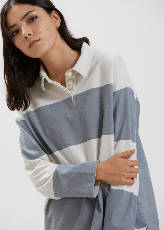 Afends Womens Dextar - Organic Polo Sweatshirt - Off White - Streetwear - Sustainable Fashion