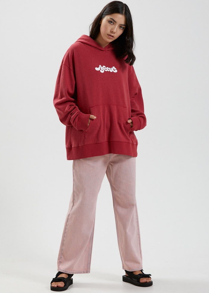 Afends Womens Grow Some - Hemp Oversized Hoodie - Deep Red - Streetwear - Sustainable Fashion