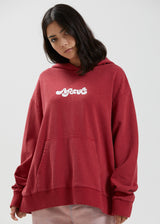 Afends Womens Grow Some - Hemp Oversized Hoodie - Deep Red - Afends womens grow some   hemp oversized hoodie   deep red   streetwear   sustainable fashion