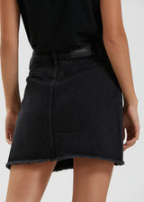 Afends Womens Chillie - Organic Denim Mini Skirt - Washed Black - Afends womens chillie   organic denim mini skirt   washed black   streetwear   sustainable fashion