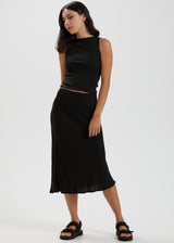 Afends Womens Janey - Recycled Midi Skirt - Black - Afends womens janey   recycled midi skirt   black   streetwear   sustainable fashion