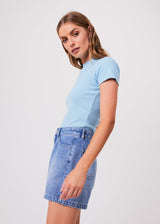 Afends Womens Replay - Hemp Ribbed T-Shirt - Sky Blue - Afends womens replay   hemp ribbed t shirt   sky blue   streetwear   sustainable fashion