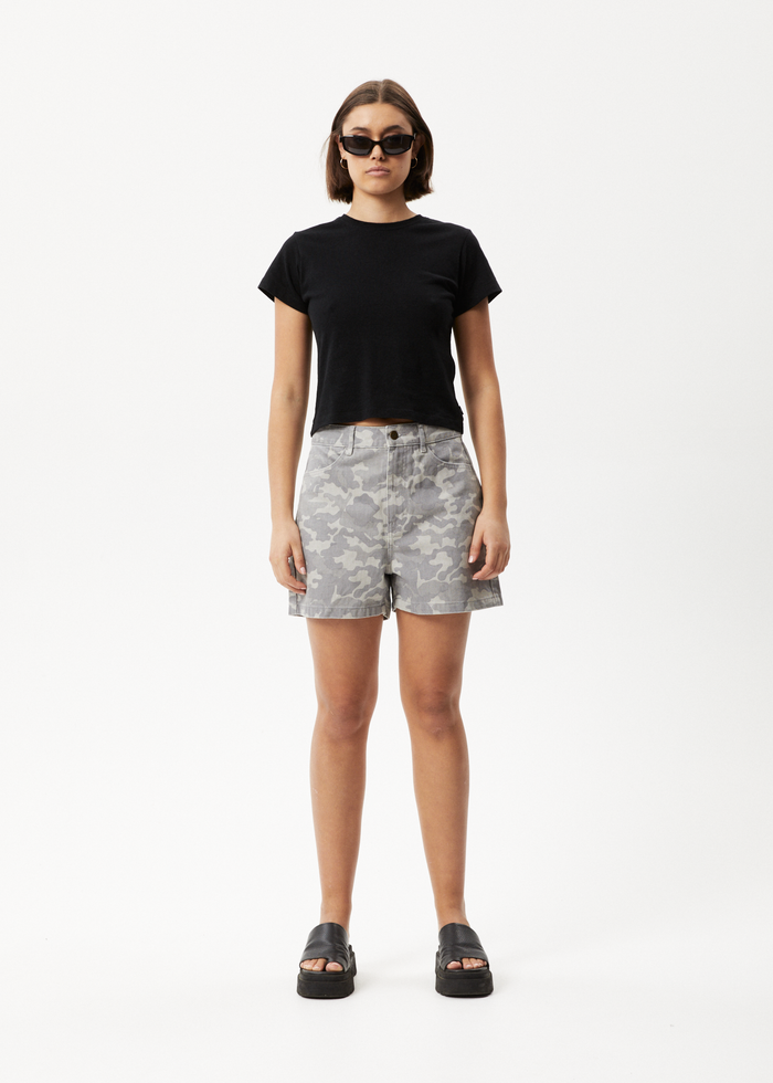 Afends Womens Cadet Seventy Threes - Organic Denim Shorts - Camo - Streetwear - Sustainable Fashion
