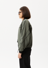 Afends Womens Sybil - Recycled Reversible Bomber Jacket  - Jungle Green - Afends womens sybil   recycled reversible bomber jacket    jungle green   streetwear   sustainable fashion