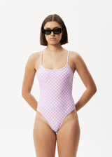 Afends Womens Carlo  - Recycled Check One Piece - Candy - Afends womens carlo    recycled check one piece   candy   streetwear   sustainable fashion