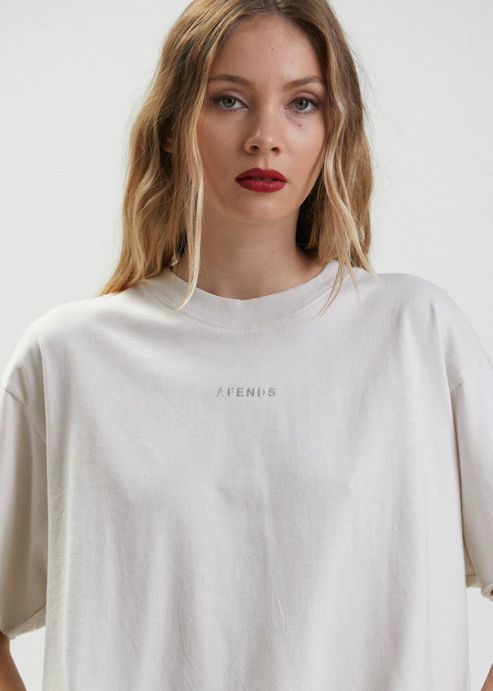 Afends Womens New Energy - Recycled Oversized T-Shirt - Off White - Streetwear - Sustainable Fashion