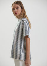 Afends Womens Moby - Recycled Striped Oversized T-Shirt - Shadow - Afends womens moby   recycled striped oversized t shirt   shadow   streetwear   sustainable fashion