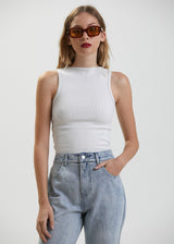 Afends Womens Unknown - Hemp Ribbed High Neck Tank - Off White - Afends womens unknown   hemp ribbed high neck tank   off white   streetwear   sustainable fashion