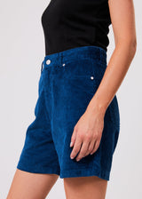 Afends Womens Anderson Shelby - Hemp Corduroy High Waisted Shorts - Cobalt - Afends womens anderson shelby   hemp corduroy high waisted shorts   cobalt   streetwear   sustainable fashion