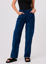 Afends Womens Anderson Shelby Long - Hemp Corduroy Wide Leg Pants - Cobalt - Afends womens anderson shelby long   hemp corduroy wide leg pants   cobalt   streetwear   sustainable fashion