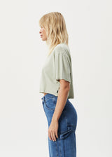 Afends Womens Slay Cropped - Hemp Oversized T-Shirt - Eucalyptus - Afends womens slay cropped   hemp oversized t shirt   eucalyptus   streetwear   sustainable fashion