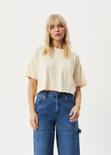 Afends Womens Slay Cropped - Hemp Oversized T-Shirt - Sand - Afends womens slay cropped   hemp oversized t shirt   sand   streetwear   sustainable fashion