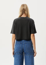 AFENDS Womens Slay Cropped - Oversized Tee - Stone Black - Afends womens slay cropped   oversized tee   stone black   streetwear   sustainable fashion