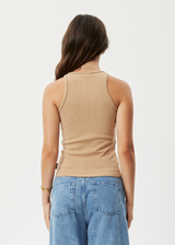 Afends Womens Pearly - Hemp Ribbed Singlet - Tan - Afends womens pearly   hemp ribbed singlet   tan   streetwear   sustainable fashion