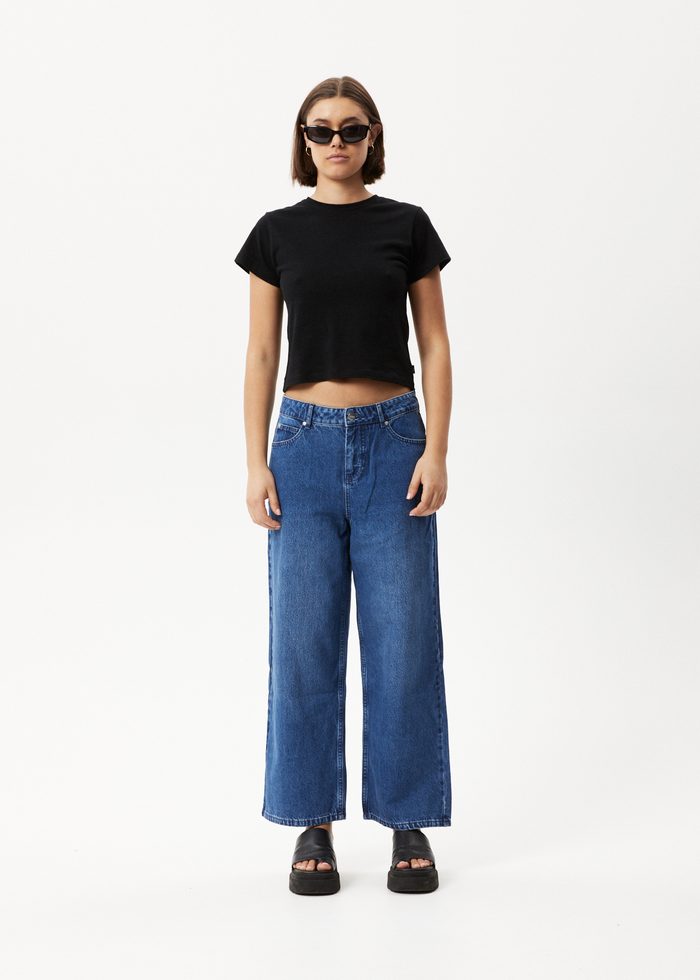 Afends Womens Kendall - Hemp Denim Low Rise Jeans - Authentic Blue - Streetwear - Sustainable Fashion