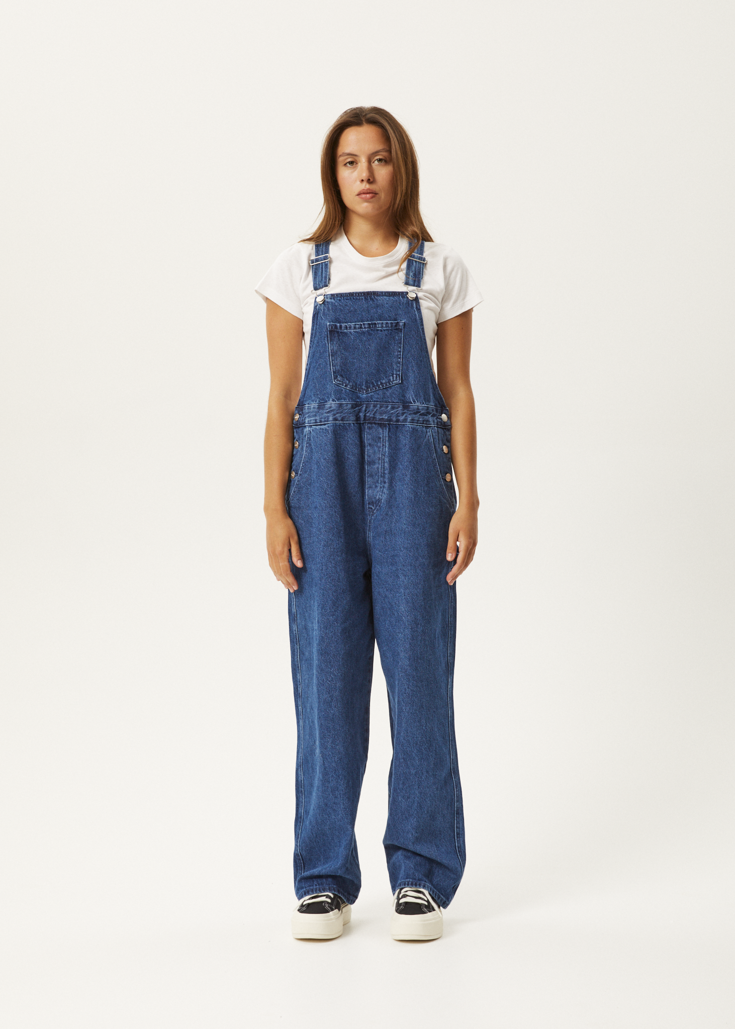 Afends Womens Louis - Organic Denim Baggy Overalls - Washed Black - Afends  US.