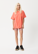 Afends Carvings - Recycled Oversized T-Shirt - Coral - Afends carvings   recycled oversized t shirt   coral   streetwear   sustainable fashion
