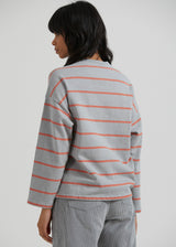 Afends Womens Interlude - Recycled Striped Crew Neck Jumper - Grey - Afends womens interlude   recycled striped crew neck jumper   grey   streetwear   sustainable fashion