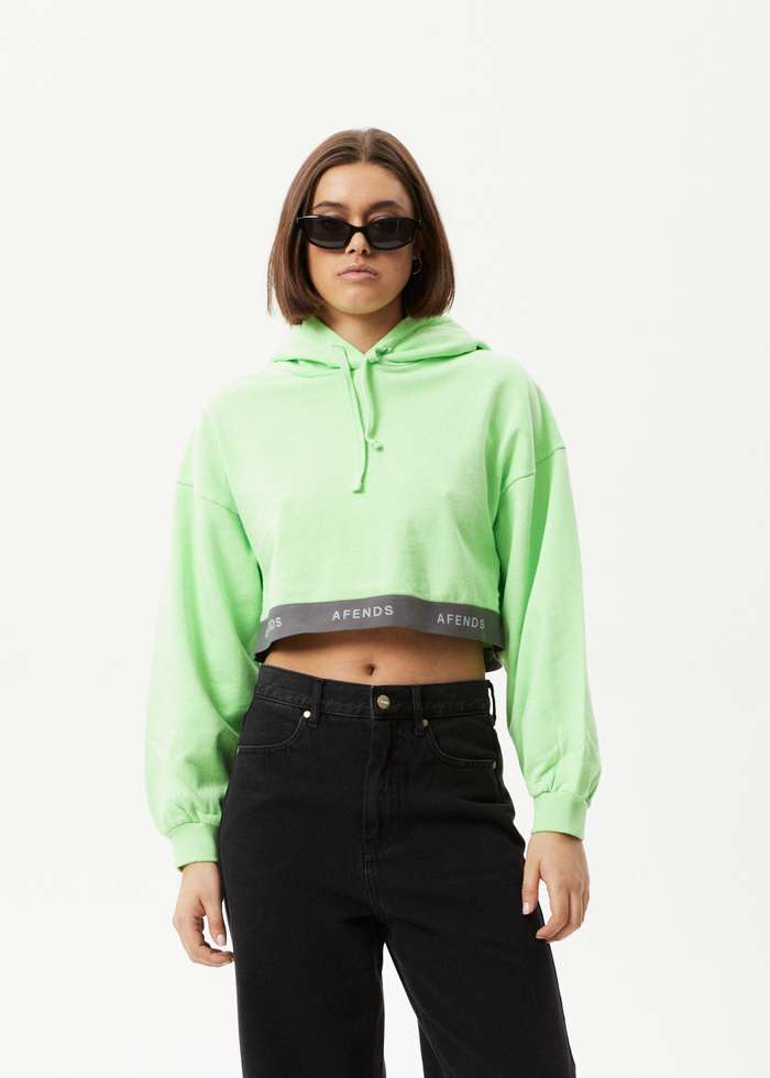 Afends Womens Homebase - Hemp Cropped Hoodie - Lime Green - Streetwear - Sustainable Fashion