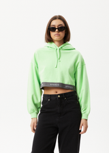 Afends Womens Homebase - Hemp Cropped Hoodie - Lime Green - Afends womens homebase   hemp cropped hoodie   lime green   streetwear   sustainable fashion