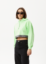 Afends Womens Homebase - Hemp Cropped Hoodie - Lime Green - Afends womens homebase   hemp cropped hoodie   lime green   streetwear   sustainable fashion