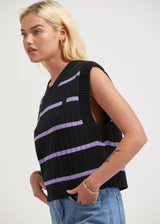 Afends Womens Donnie - Hemp Knit Striped Vest - Black - Afends womens donnie   hemp knit striped vest   black   streetwear   sustainable fashion
