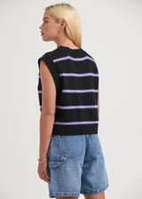 Afends Womens Donnie - Hemp Knit Striped Vest - Black - Afends womens donnie   hemp knit striped vest   black   streetwear   sustainable fashion