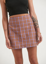 Afends Womens Colby - Hemp Check Mini Skirt - Plum - Afends womens colby   hemp check mini skirt   plum   streetwear   sustainable fashion